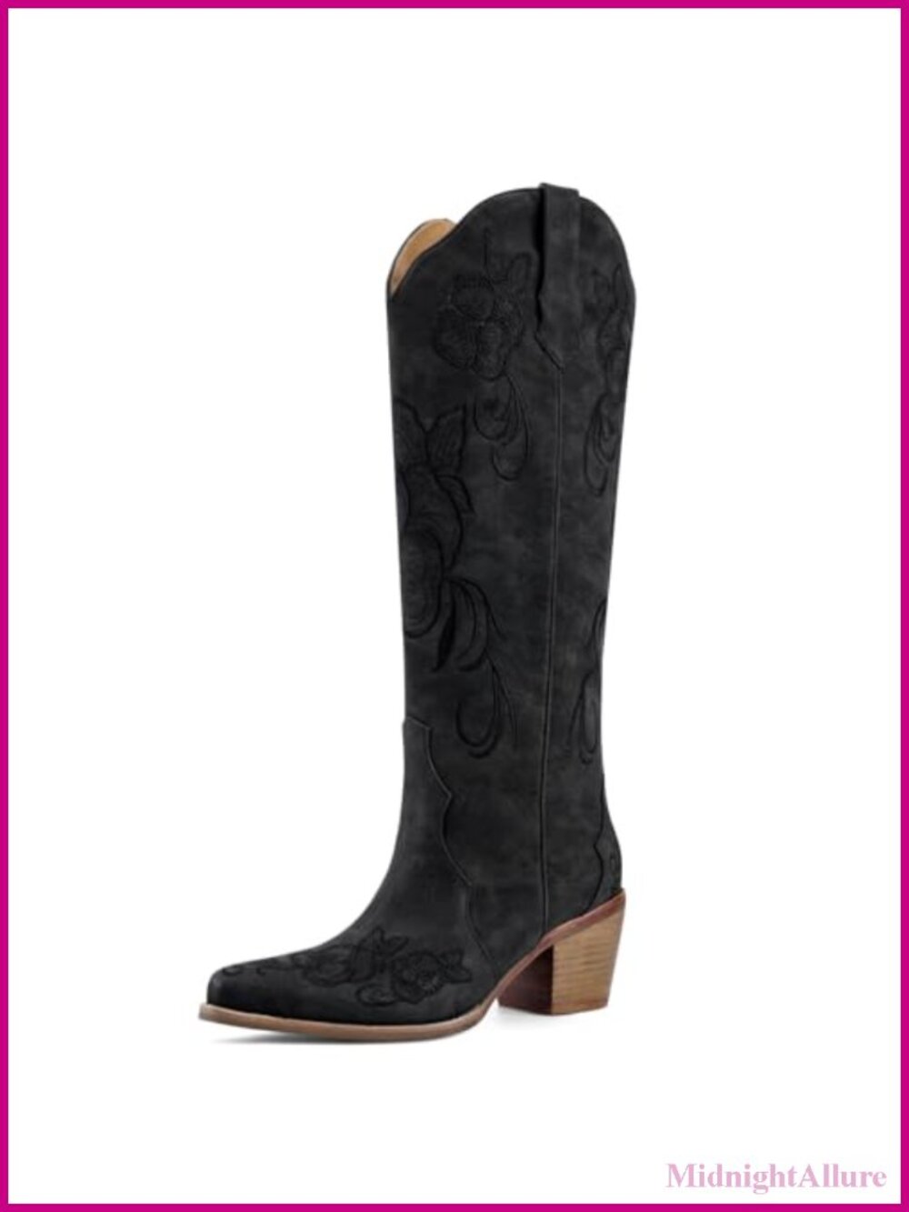 Knee High Cowboy Boots Faux Suede Snip Toe Cowgirl Western Boots